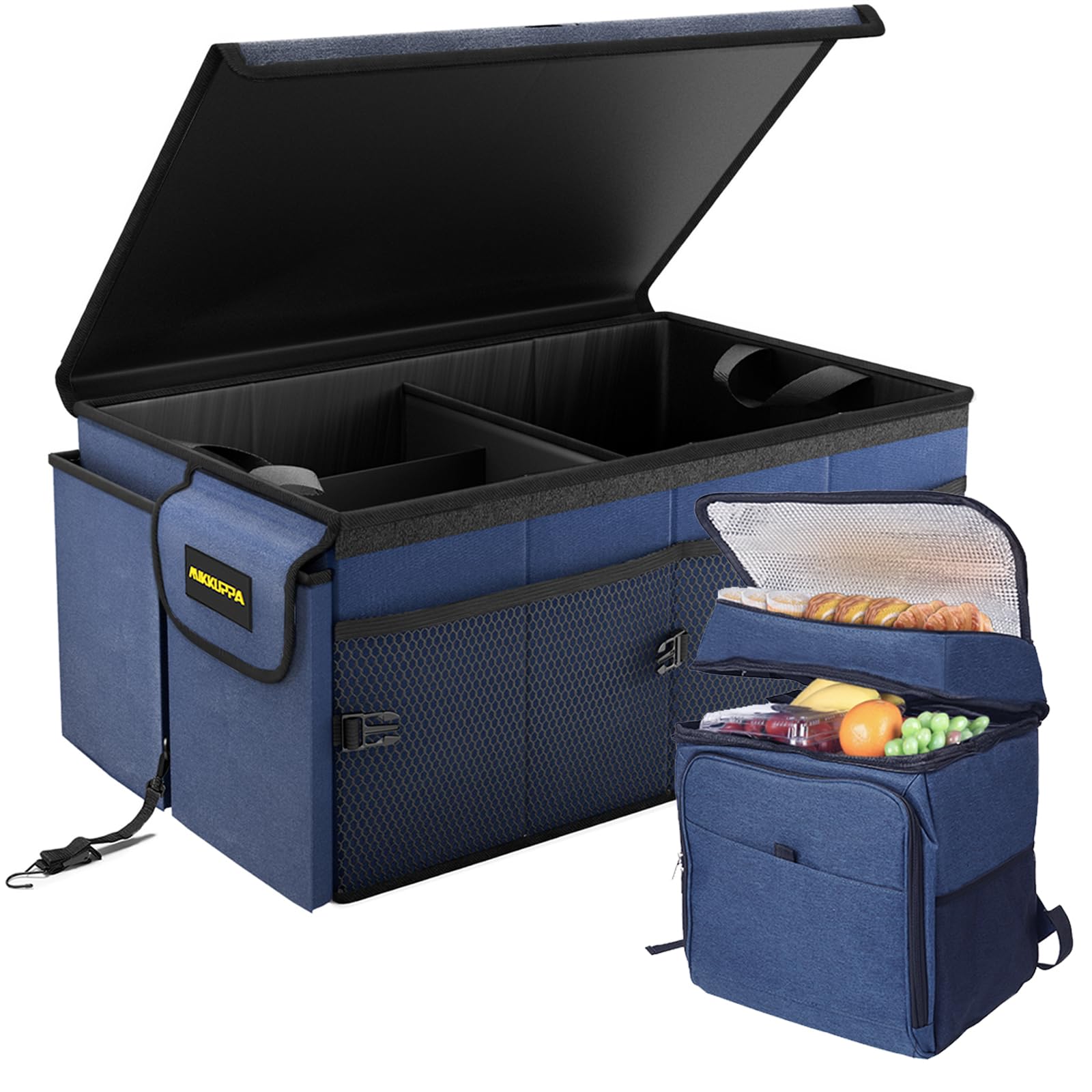MIKKUPPA Car Trunk Organizer with Cooler - 65L Collapsible Trunk Organizer with Lid, Sturdy Car Storage for SUV Auto Truck Van w