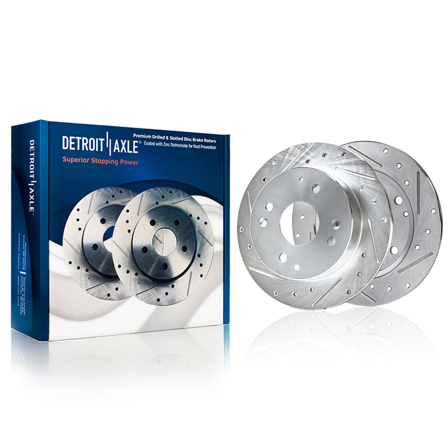 Detroit Axle - 10.24 (260mm) REAR Drilled and Slotted Disc Brake Rotors Replacement for 1997 Acura CL - [1991-1997 Honda Accord]